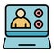 Skype video call icon color outline vector