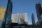 Skyscapers of Las Vegas. Shiny buildings with blue sky at background