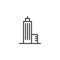 Skyscraper building construction line icon