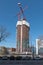 Skyscraper construction site in Frankfurt am Main at the exhibition grounds