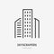 Skyscraper line icon, vector pictogram of modern city skyline. High tower illustration, sign for building exterior