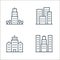 skyscraper line icons. linear set. quality vector line set such as urbanism, town hall, city