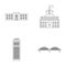 Skyscraper, police, bridge, government house.Building set collection icons in outline style vector symbol stock