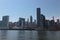 Skyscrapers along the East River in Midtown Manhattan viewed from Roosevelt Island in New York City