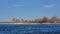 Skyscrapers and park with snow of Hull along  Ottawa river