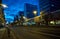 Skyscrapers Street at night in the city center