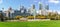 Skyscrapers in Tumbalong Park in Sydney, Australia