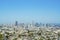 Skyscrappers in distance with sprawling suburban and urban neighborhoods in the historic districts of san francisco