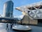 Skystation is a futuristic sculpture by British artist Peter Newman in Canary Wharf London