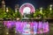 Skyview Atlanta Ferris Wheel in motion and Centennial Olympic Park Fountain. Atlanta, GA.