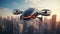 Skyward Horizon: Futuristic Drone Soaring Over the City