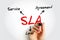 SLA Service Level Agreement - commitment between a service provider and a client, acronym text concept background