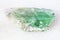 slab from green Beryl gemstone on white