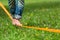 Slack line in the city park.