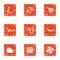 Slacker icons set, grunge style