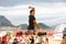 Slackline on Copacabana beach, Rio de Janeiro