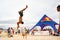 Slackline on Copacabana beach, Rio de Janeiro