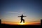 Slackliner in sunset