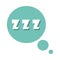 Slang bubbles, zzz green round sticker over white background, flat icon design