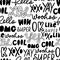 Slang youth word vector seamless pattern. Black and white ink illustration of fun trendy doodle lettering.