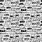 Slang youth word vector seamless pattern. Black and white ink illustration of fun trendy doodle lettering.