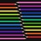 Slanting Line of Realistic Colorful Pencils on Black Background.