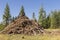 Slash piles of cleared trees