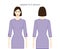 Slashed sleeves 3-4 length clothes character beautiful lady in lavender top, shirt, dress technical fashion illustration