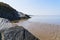 Slate cliffs on the shoreline of the River Dwyryd, Gwynedd, Wales