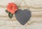 Slate heart with a rose