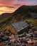 Slate Mountain Hut/Bothy With Beautiful Sunset In Lake District.