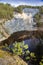 Slate quarry lake with acid water, Hromnice village near Pilsen town, Czech republic