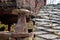 Slate stone roof and wooden pillar, Traditional alpine architecture