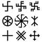 Slavic amulets symbols set. Solar symbols. Swastika. Thunderous sign. Kolovrat and Crosses. Vector illustration