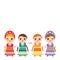 Slavic girl in Orange lilac green red sundress, white shirt with embroidery, hair braided two braids Kawaii child national costume