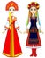 Slavic people. Animation portrait of the Russian and Ukrainian woman in traditional clothes. Eastern Europe. Fairy tale character