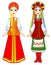 Slavic people. Animation portrait of the Russian and Ukrainian woman in traditional clothes. Eastern Europe. Fairy tale character