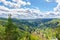 Slavkov Forest aerial panoramic view with hills and green trees near Carlsbad town, Karlovy Vary district