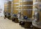 Slavonian oak wine aging casks in the wine cellar of the Capanna Farm, situated to the north of Montalcino.