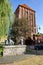 Slawno, pomorskie / Poland - October, 3, 2019: Slupsk Gate in Slawno. The tower and city walls in a small town