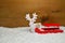 Sled Snow Christmas wooden background