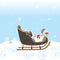 Sled Snow Winter Bell Lovely Kid Special Christimas Vector Illustration