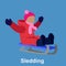 Sledding children design flat style