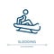 Sledding icon. Linear vector illustration from adventure sports collection. Outline sledding icon vector. Thin line symbol for use