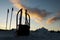 Sledge with snowy tyrolean mountains in background