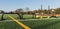 Sleds ready for speed training on a turf field