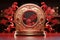 Sleek 3D podium Chinese New Year, festivals, mid autumn, red gold theme