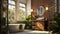 Sleek bathroom with toilet, wood accents, and vibrant green plants for a tranquil ambiance