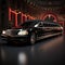 Sleek Black Limousine at a Red Carpet Event