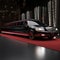 Sleek Black Limousine at a Red Carpet Event